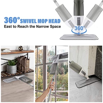 Spray Mop with Refillable Bottle and Washable Pads