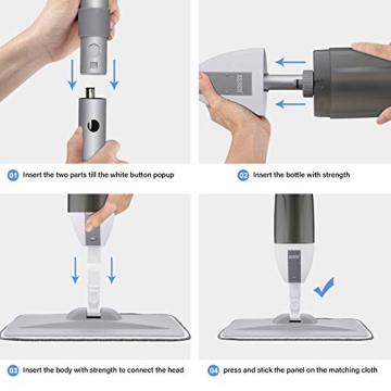 Spray Mop with Refillable Bottle and Washable Pads