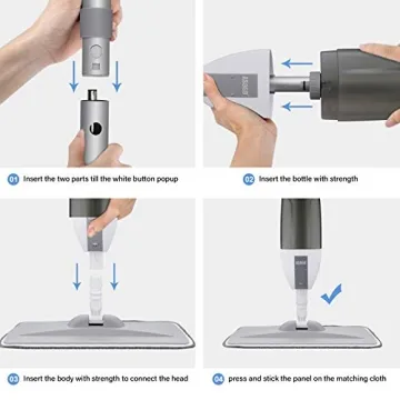 Spray Mop with Refillable Bottle and Washable Pads