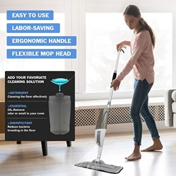 Spray Mop with Refillable Bottle and Washable Pads