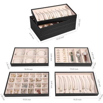 Stylish LANDICI Stackable Jewelry Organizer Set of 4