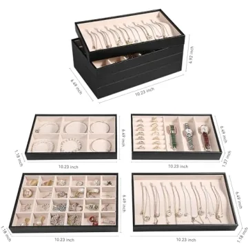 Stylish LANDICI Stackable Jewelry Organizer Set of 4