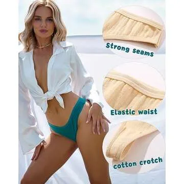FINETOO Cotton Thongs 6 Pack for Women - Sexy Underwear