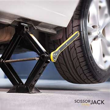 Amvia Scissor Jack for Car - 1.5 Ton (3,300 lbs) | Car Jack Kit - Tire Jack | Portable, Ideal for SU...