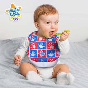 Mighty Clean Baby Disposable Baby Bibs 24 Count (4 Bibs per Package)