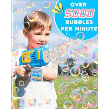 Walenty Bubble Machine Gun for Kids, 2 Pack Bubble Blower Maker Blaster with 4 Bottles Refill Soluti...