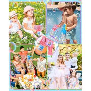 Walenty Bubble Machine Gun for Kids, 2 Pack Bubble Blower Maker Blaster with 4 Bottles Refill Solution, Outdoor Toys for Toddlers 3-5, Summer Party Favors Kids Ages 4-8