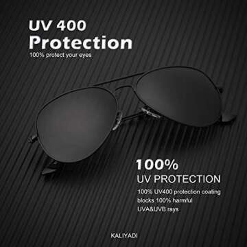 KALIYADI Classic Aviator Sunglasses for Men Women Driving Sun glasses Polarized Lens UV Blocking (2 ...