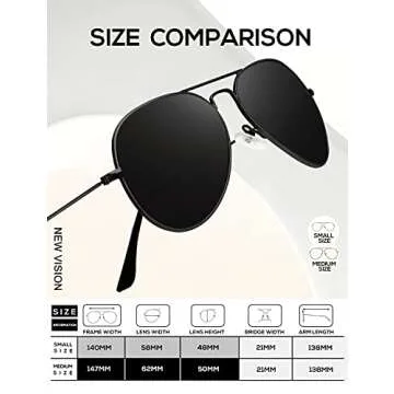 KALIYADI Classic Aviator Sunglasses for Men Women Driving Sun glasses Polarized Lens UV Blocking (2 Pack) 58mm