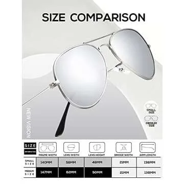 KALIYADI Classic Aviator Sunglasses for Men Women Driving Sun glasses Polarized Lens UV Blocking (2 Pack) 58mm