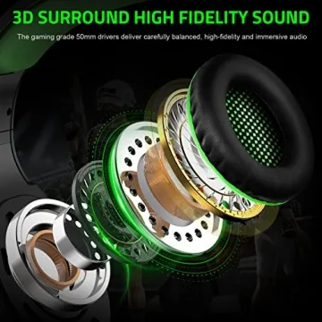 Pacrate Gaming Headset for PS4 PS5 Xbox One Switch