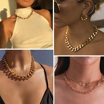 4PCS Gold Layered Chain Necklace Set for Elegant Style