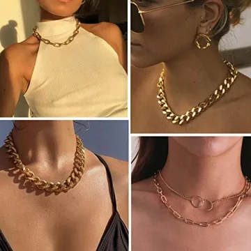 4PCS Gold Layered Chain Necklace Set for Elegant Style