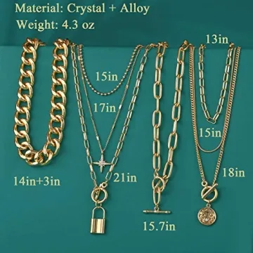 4PCS Gold Layered Chain Necklace Set for Elegant Style