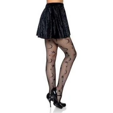 Leg Avenue Womens Dark Alternative Fishnet Tights Adult Sized Costumes, Celestial