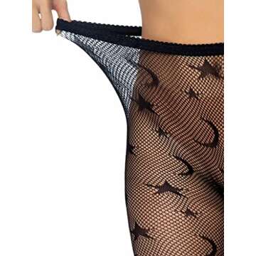Leg Avenue Womens Dark Alternative Fishnet Tights Adult Sized Costumes, Celestial