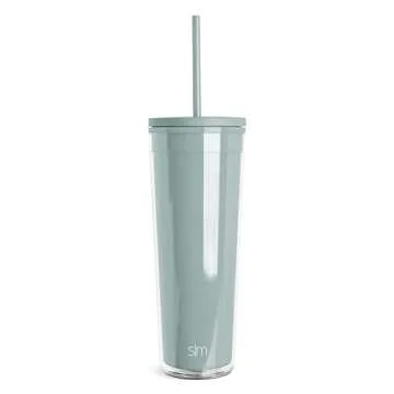 Simple Modern Plastic Tumbler with Lid and Straw | Reusable BPA Free Iced Coffee Cups Double Wall Sm...