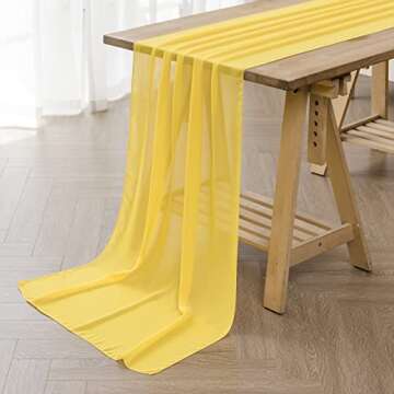 flohar 1Pack 10ft Chiffon Table Runner 29x120 Inch Sheer Romantic Table Runner for Wedding Birthday ...