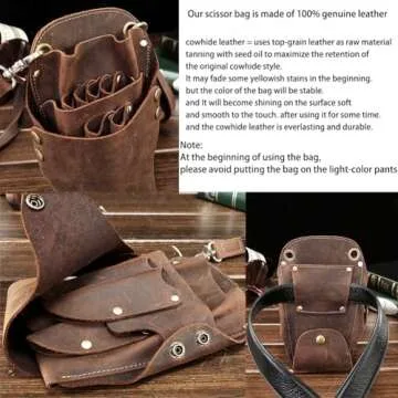 Scissor Pouch Belt, Cowhide Leather Salon Barber Hairdressing Scissor Holster Hair Stylist Shears Holder Tools Waist Bag with Adjustable Strap for Combs, Hair Clips