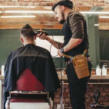 Scissor Pouch Belt, Cowhide Leather Salon Barber Hairdressing Scissor Holster Hair Stylist Shears Holder Tools Waist Bag with Adjustable Strap for Combs, Hair Clips