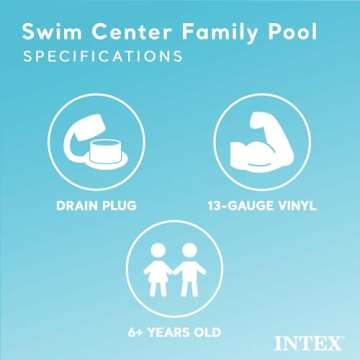 Intex 57181EP Swim Center Inflatable Family Pool: 159 Gallon Capacity – 90" x 60" x 19" – Color May Vary