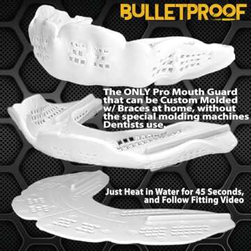 Bulletproof: World’s Thinnest Braces Mouthguard is 3X Stronger! Braces Mouth Guard for Sports & Sleeping: Football Boxing Hockey Rugby Basketball Wrestling Lacrosse MMA. Adult Youth Kids Mouthpiece.