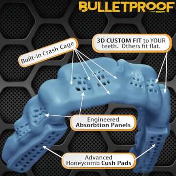 Bulletproof: World’s Thinnest Braces Mouthguard is 3X Stronger! Braces Mouth Guard for Sports & Sleeping: Football Boxing Hockey Rugby Basketball Wrestling Lacrosse MMA. Adult Youth Kids Mouthpiece.