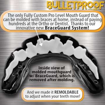 Bulletproof: World’s Thinnest Braces Mouthguard is 3X Stronger! Braces Mouth Guard for Sports & Sleeping: Football Boxing Hockey Rugby Basketball Wrestling Lacrosse MMA. Adult Youth Kids Mouthpiece.