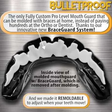 Bulletproof: World’s Thinnest Braces Mouthguard is 3X Stronger! Braces Mouth Guard for Sports & Sleeping: Football Boxing Hockey Rugby Basketball Wrestling Lacrosse MMA. Adult Youth Kids Mouthpiece.