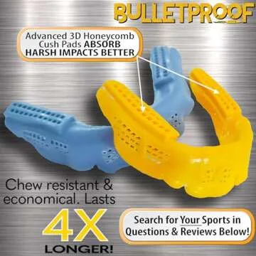 Bulletproof: World’s Thinnest Braces Mouthguard is 3X Stronger! Braces Mouth Guard for Sports & Sleeping: Football Boxing Hockey Rugby Basketball Wrestling Lacrosse MMA. Adult Youth Kids Mouthpiece.