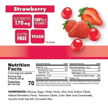 Bonk Breaker Energy Chews, Dairy-Free, Gluten-Free Ingredients to Provide Quick Energy and Focus, 1 Box of 10 Packets, Strawberry