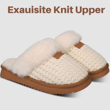 CLOVALUB Cozy Knit Slippers for Women - Warm House Shoes for Winter Indoor/Outdoor