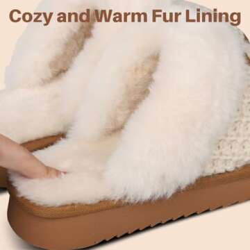 CLOVALUB Cozy Knit Slippers Warm House Shoes for Women