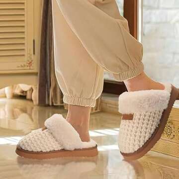 CLOVALUB Cozy Knit Slippers Warm House Shoes for Women