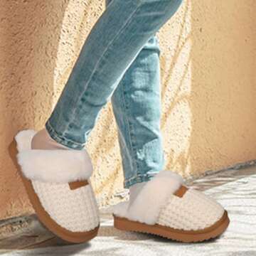 CLOVALUB Cozy Knit Slippers Warm House Shoes for Women