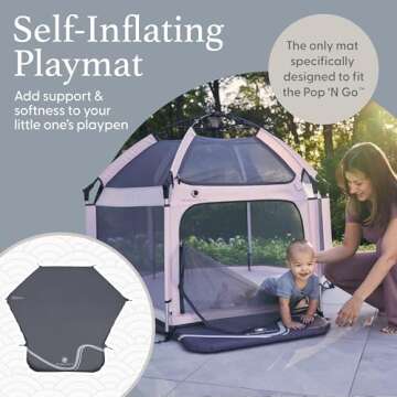 POP 'N GO PLAYPEN Baby Playmat - Self-Inflating Soft Pad for Comfort & Travel