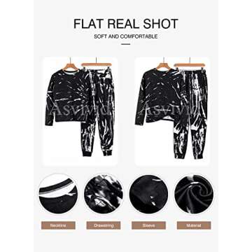 Asvivid Womens Tie Dye Printed Long Sleeve Tops and Pants Long Pajamas Set Joggers PJ Sets Nightwear Loungewear