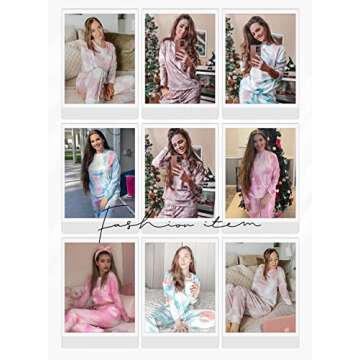 Asvivid Womens Tie Dye Printed Long Sleeve Tops and Pants Long Pajamas Set Joggers PJ Sets Nightwear Loungewear
