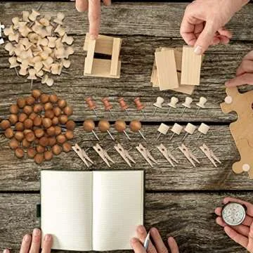 230 Pieces Wood Push Pin Decorative Thumb Tacks Wooden Head Pin Wood Map Tacks Decorative for Cork Boards Bulletin Craft Projects (Mixed Color)