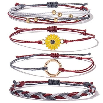 Handmade Sunflower String Bracelets for Trendy Women