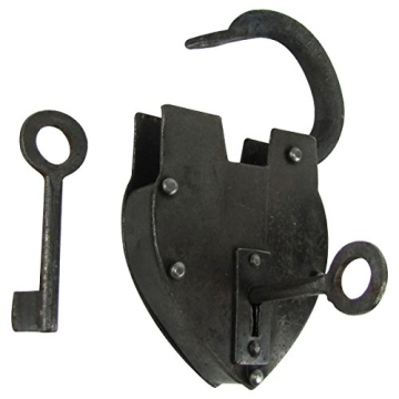 Heart Shaped Railroad Padlock with Ornate Keys