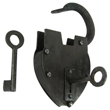 Heart Shaped Railroad Padlock with Ornate Keys