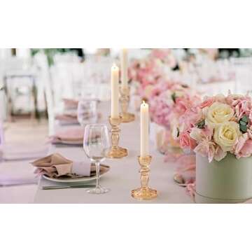 Simeitol Glass Candlestick Holders Bulk, 6PCS Gold Taper Candle Holders for Table Centerpiece, Gold Tall Candle Stick Holder Stand for Wedding Decorations, Birthday, Christmas Table Decor