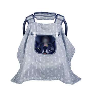 Car seat Covers for Babies boy Girl, Carseat Canopy for Newborn Carrier, 2 Layers Windows of mesh/Fabric, No Shifting on Carrier Handle, Cotton and Fleece, Handle Cushion, White Minky