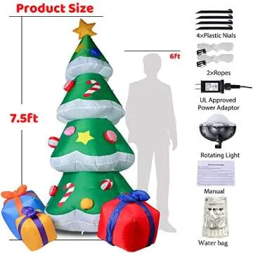 Inflatable Christmas Tree Decorations,8FT Inflatable Yard Decor Outdoor Christmas Decorations Built-in LED Lights with Tethers,Stakes for Outdoor,Yard,Garden,Lawn Decorations