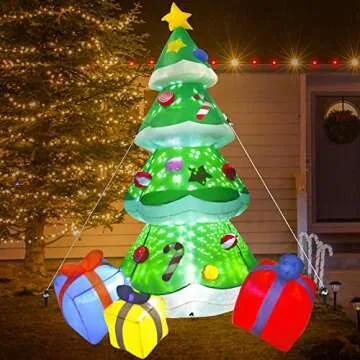 Inflatable Christmas Tree Decorations,8FT Inflatable Yard Decor Outdoor Christmas Decorations Built-in LED Lights with Tethers,Stakes for Outdoor,Yard,Garden,Lawn Decorations