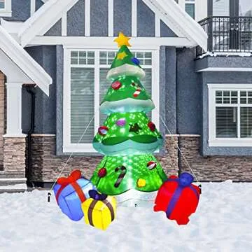 Inflatable Christmas Tree Decorations,8FT Inflatable Yard Decor Outdoor Christmas Decorations Built-in LED Lights with Tethers,Stakes for Outdoor,Yard,Garden,Lawn Decorations