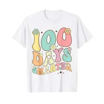 100 Days Smarter Happy 100th Day Of School Groovy Boy Girl T-Shirt