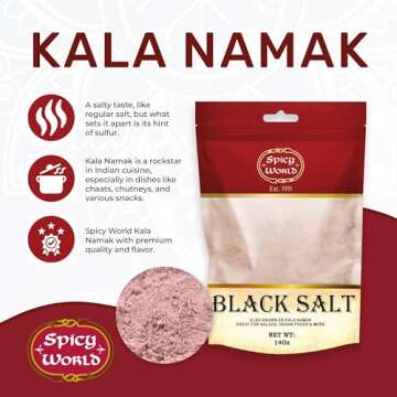 Spicy World Kala Namak Indian Black Salt 14 oz - Vegan, Pure, Unrefined, Non-GMO & Natural