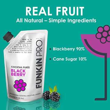 Funkin Blackberry Puree | 100% Real Fresh Fruit Juice for Cocktails, Drinks, Smoothies, Cooking 2.2 ...